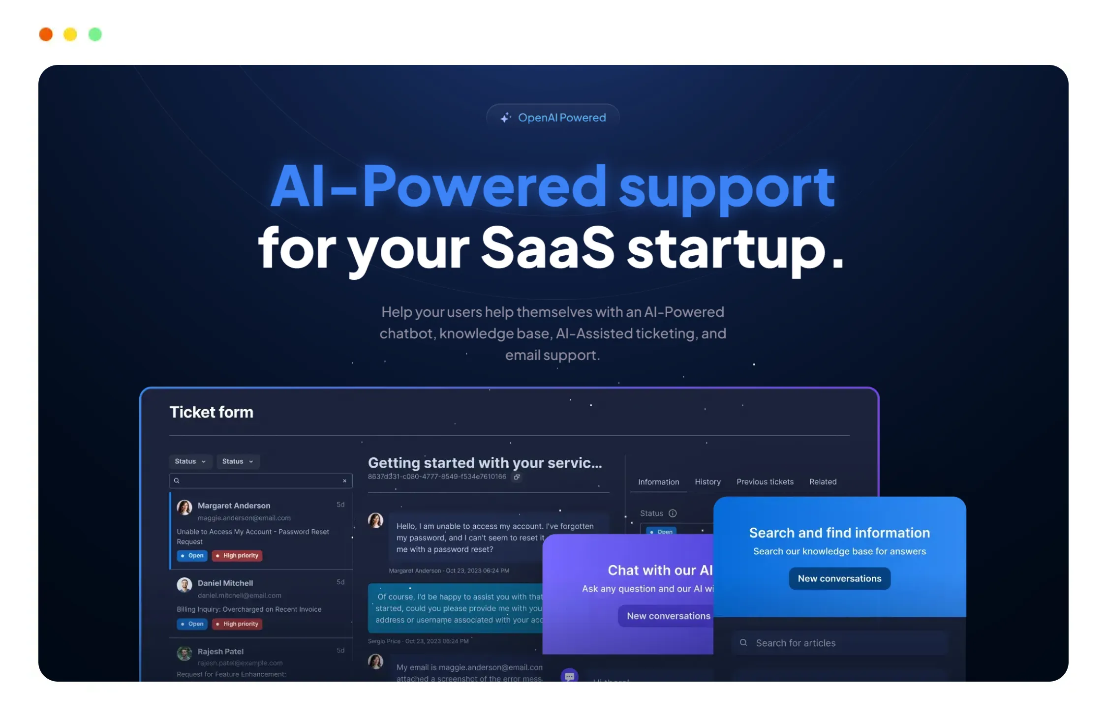 AI-powered chat and support tool